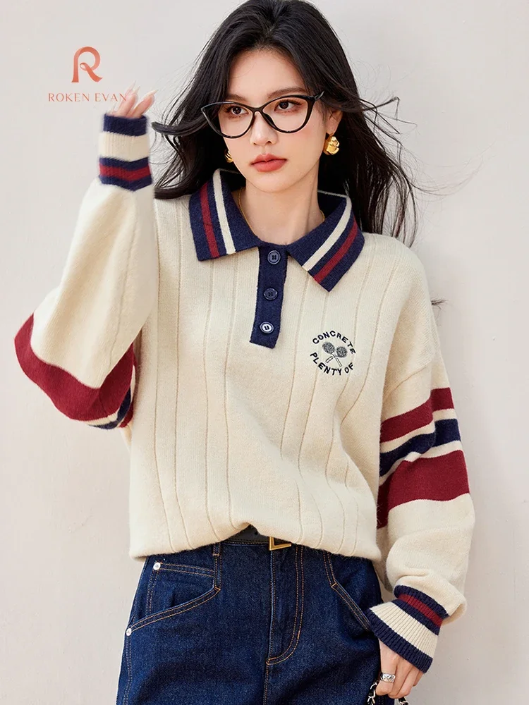 ROKEN EVAN 2024 осенний женский школьный корейский модный дизайн топ с длинными