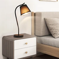 minimalism table lamp fabric lampshade modern led study lamp eye protection button switch bedroom bedside light desktop lighting