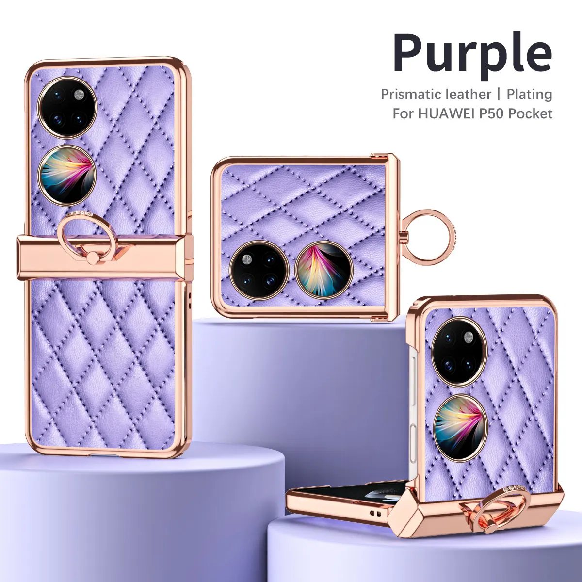 

Чехол с кольцом-держателем с бриллиантами, кожаный чехол-накладка с покрытием для Huawei P50, Карманный чехол, Защита камеры, противоударные чехлы для телефонов, чехлы