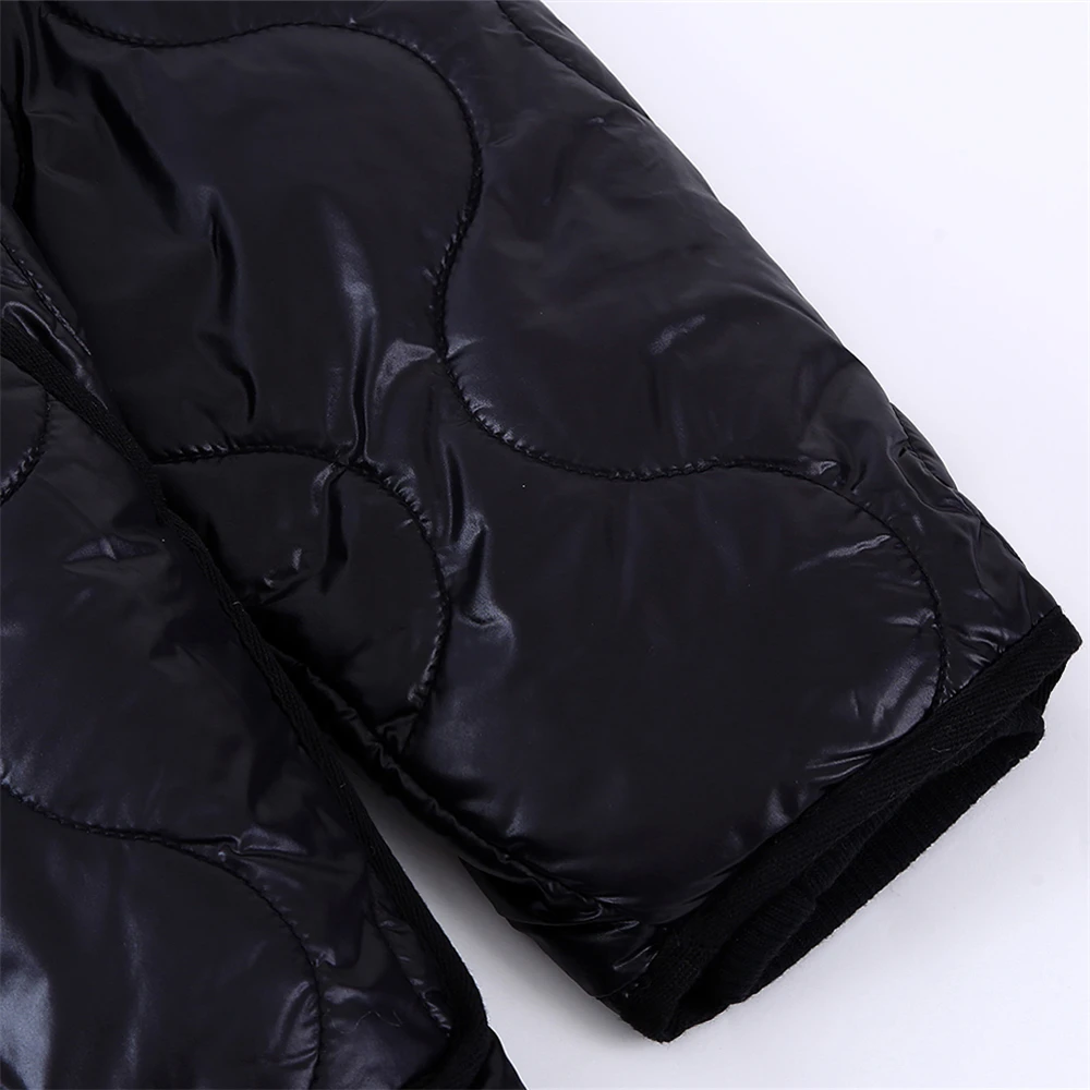 KEYANKETIAN Women's Bright Black Cotton Jacket New High Street quilted embellished cotton jacket for autumn/Winter
