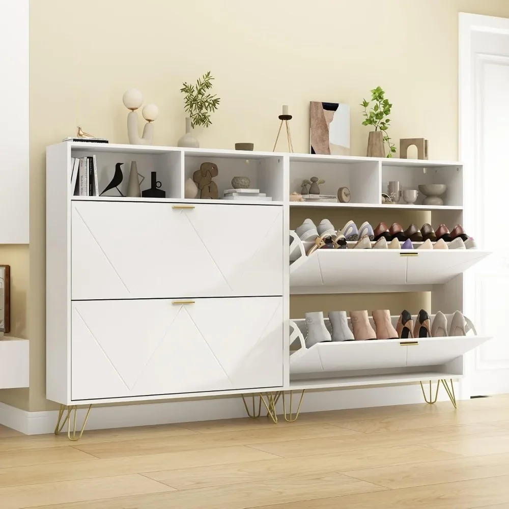 Большой набор шкафов для хранения обуви из 2 шт. с открытой полкой. Шкаф прихожей.