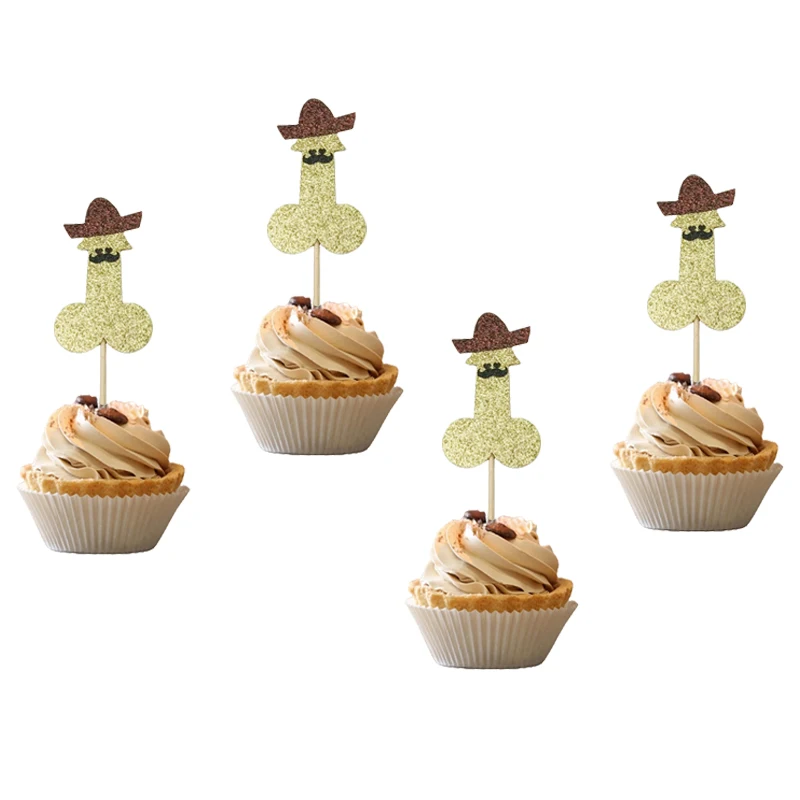 10 шт. Блестящий пенис Топпер для капкейка Свадебная вечеринка Невесты Девичник