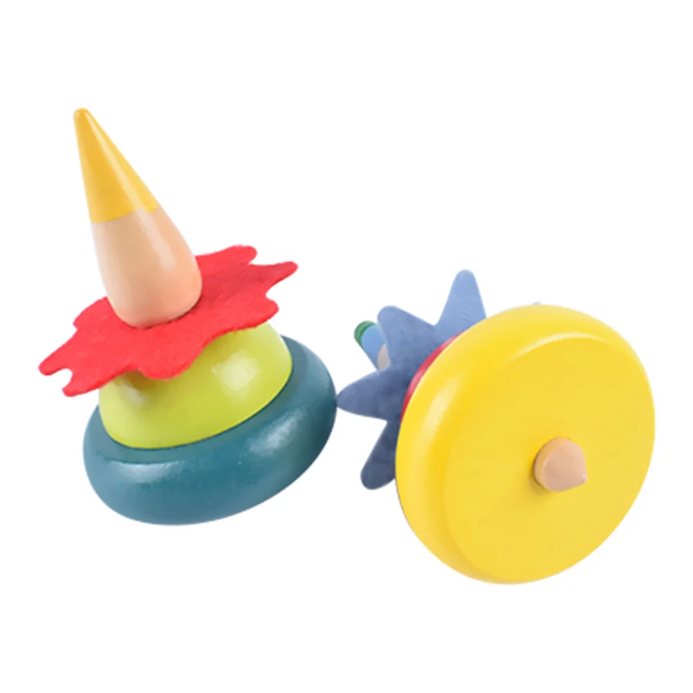 

Clown Toy Kids Topwooden Painted Gyroscopes Wood Intelligence Colored Favors Partyfillerkindergarten Toys Learning Craft