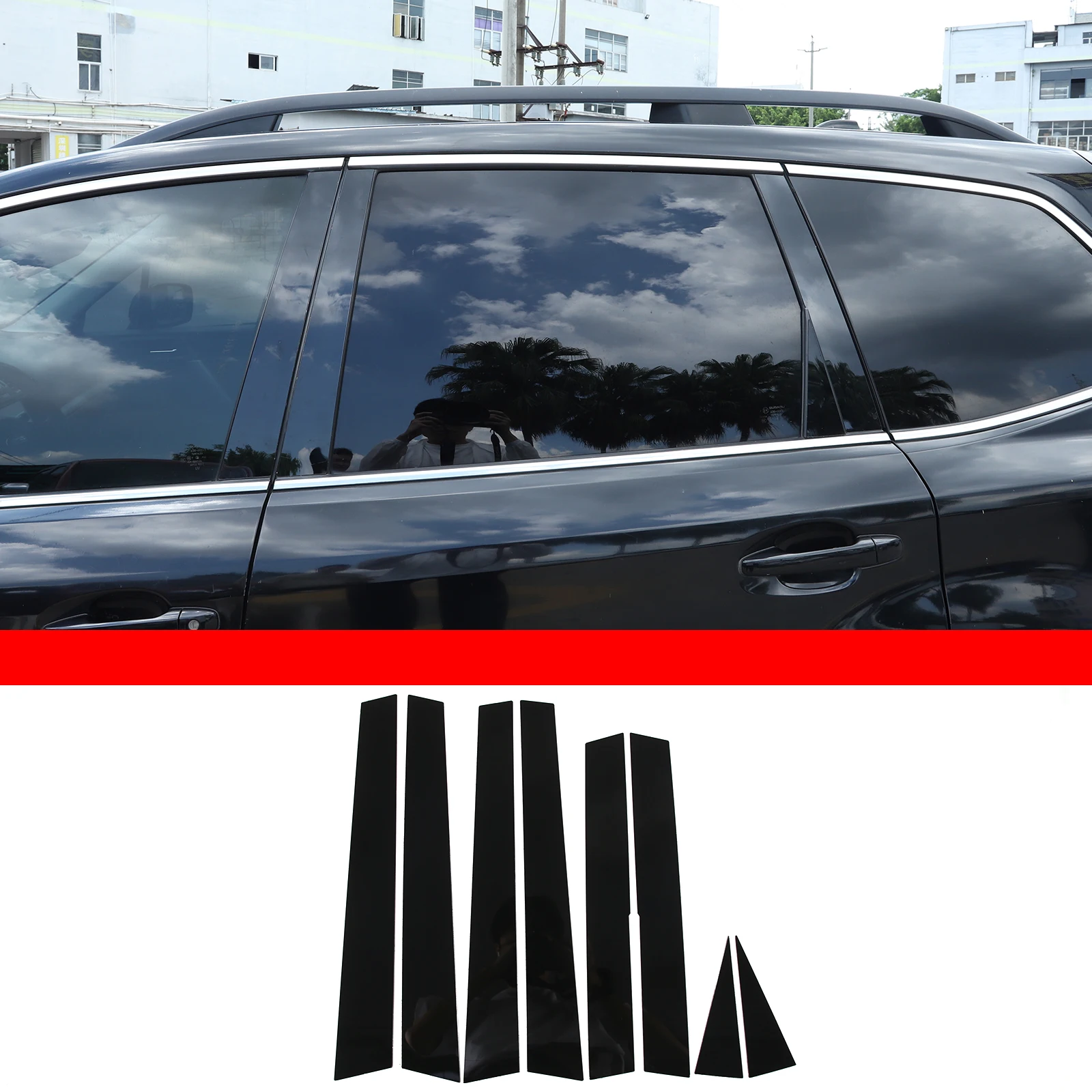 

For Subaru Forester 2013-2018 Glossy Black Mirror Effect Door Window Column B Pillar C Pillar Cover Trim PC Material Sticker