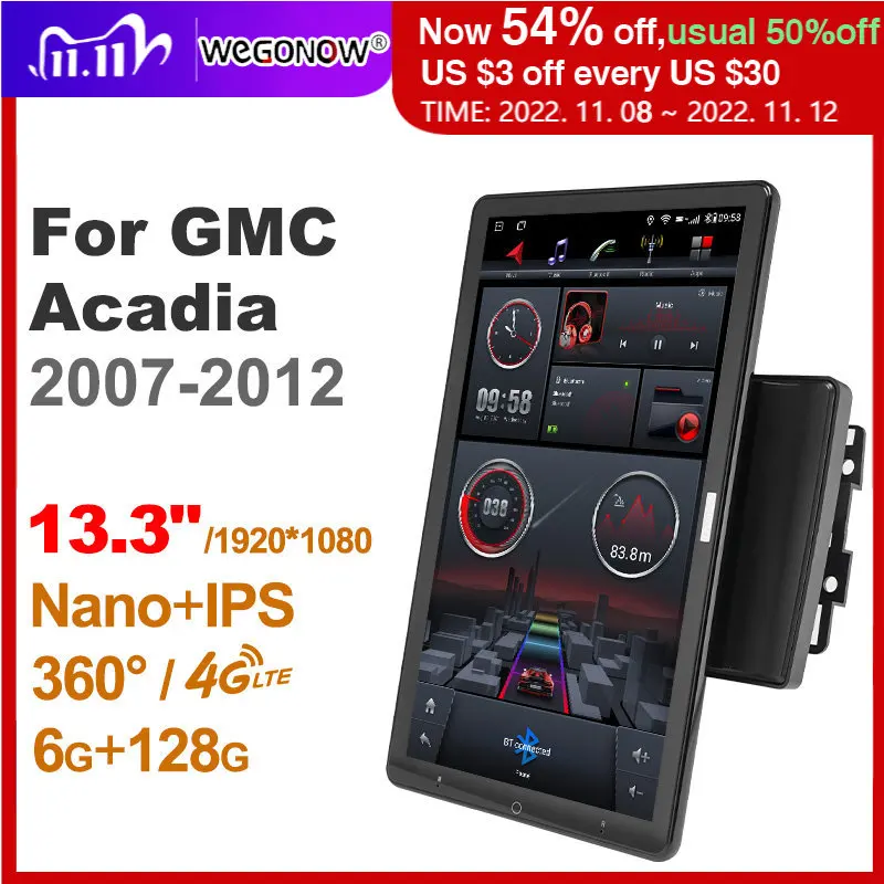 

1920*1080 Ownice Android10.0 для Chevrolet GMC надлежащего качества 2007-2012 Автомагнитола Видео Аудио 13,3 ''поворотный 360 6G 128G Тесла стиль