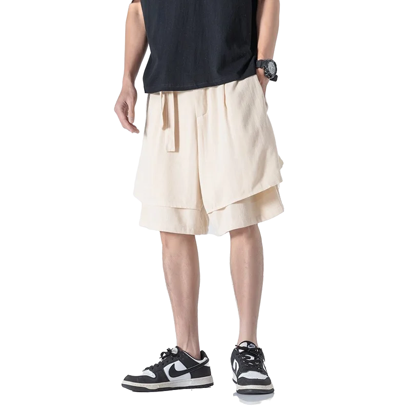 Шорты мужские из хлопка и льна в китайском стиле Повседневная пляжная спортивная