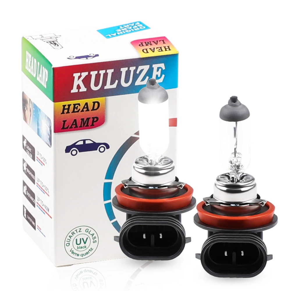 2pcs H8 55W Halogen Lamp 4300K Car Fog Lamp 12V White Light H8 Halogen Headlights Bulb H8 Car Head Light Replacement Bulb
