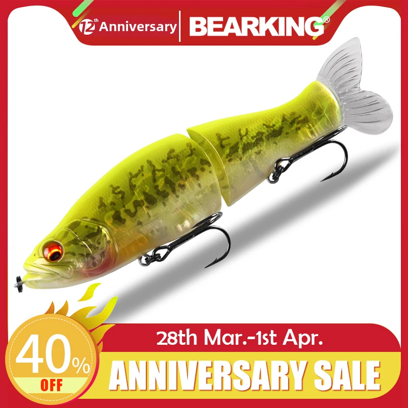 

BEARKING Top Fishing Lures 135mm 1oz Jointed minnow Wobblers ABS Body with Soft Tail SwimBaits soft lure for pike and bass