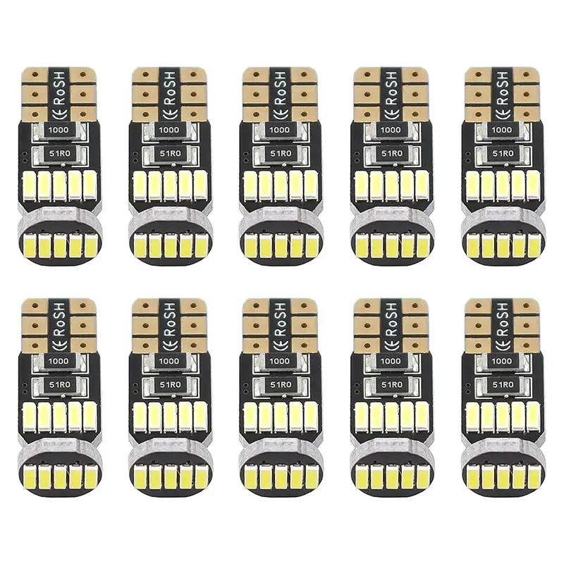 

10pcs T10 W5w 194 LED Bulb Canbus Error Free 4014 15-SMD Car Clearance Map Reading License Plate Daytime Running Light DRL Bulb