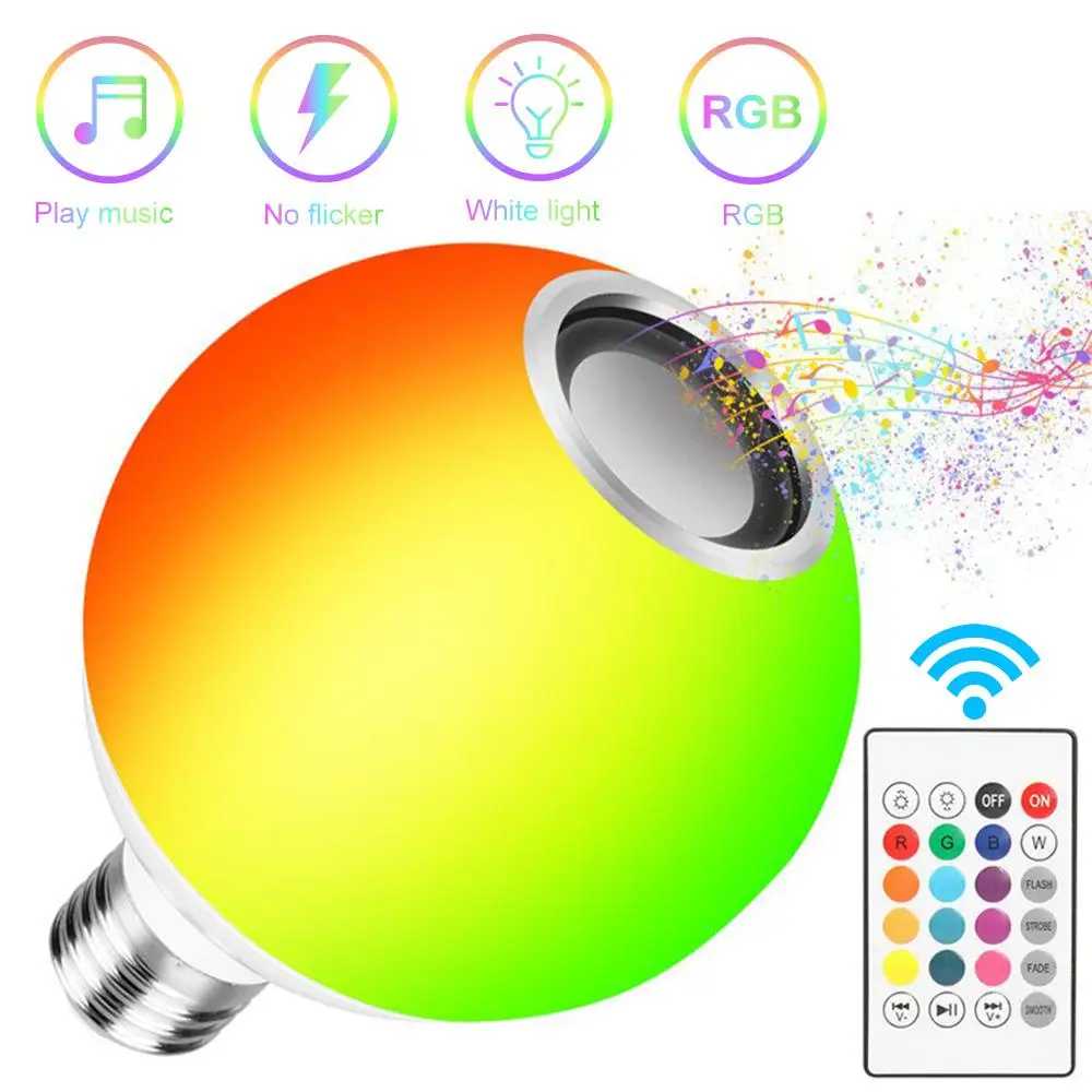 

E27 Bluetooth Dragon Ball Bubble White Light Color Wireless Remote Control Smart Lamp Dimmable Light Bulb Music Lamp