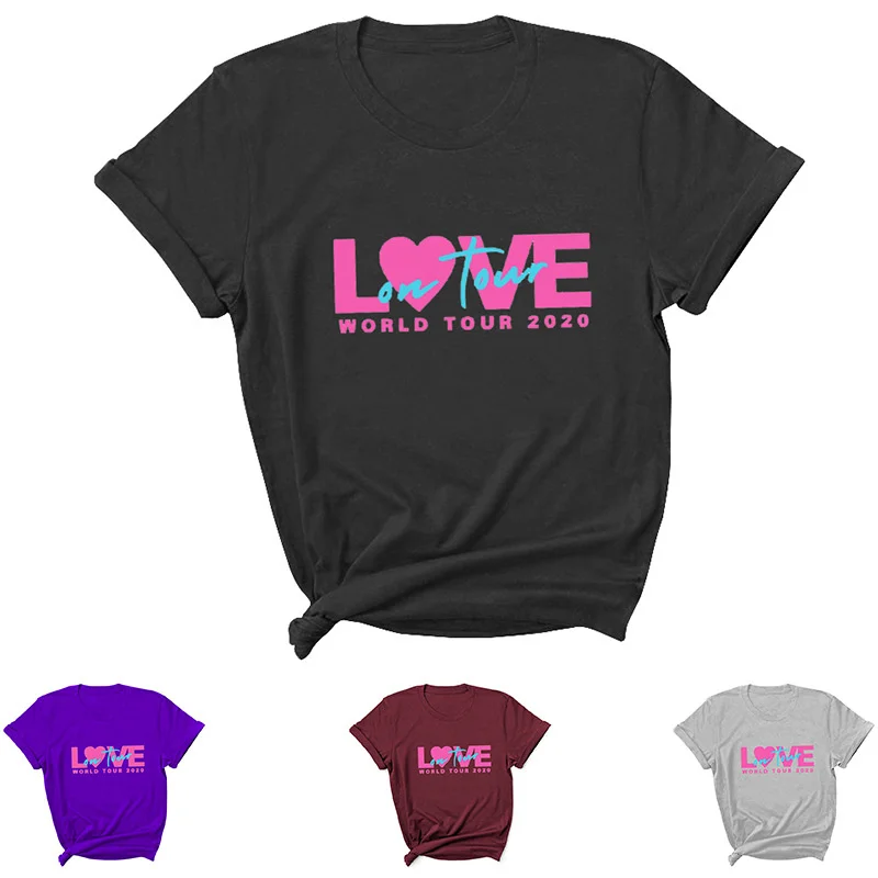 

World Tour LOVE Letter Women T Shirt Short Sleeve ONeck Women Tshirt Tee Shirt Tops