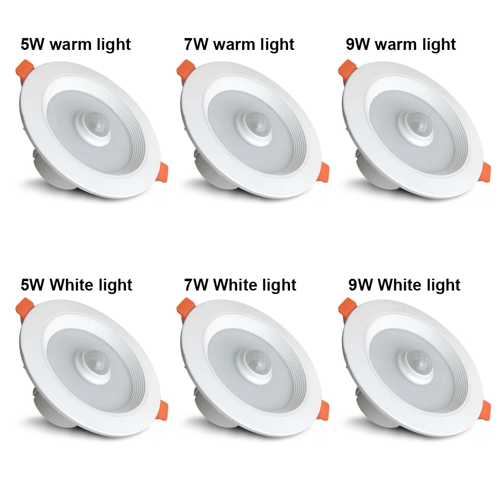 

Smart Light Human Body Induction LED Infrared Lamp Spotlight Soft Anti-fog Lighting Downlight Hotel White Light 5W