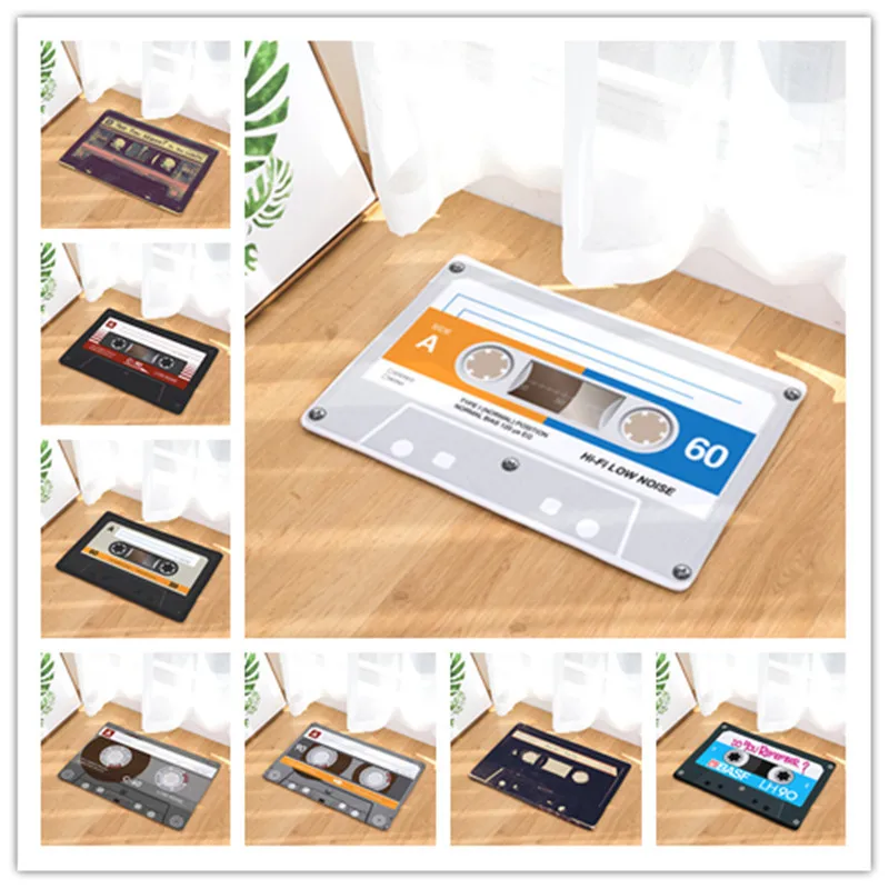 

Retro Cassette Music Tape Floor Mat Multiple Choice Funny Entrance Door Mat Living Room Kitchen Non-Slip Carpet Bathroom Doormat