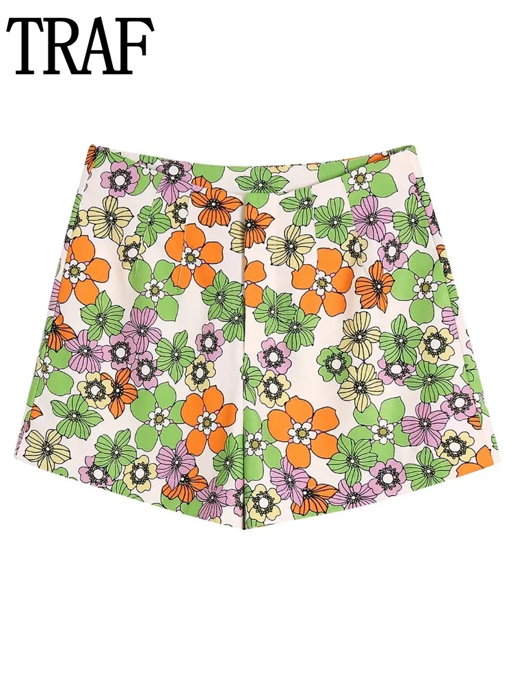 

TRAF Floral Women's Shorts Sets Summer Women High Waist Short Casual Printed Shirt Set With Shorts Woman 2022 Fashion Shorts