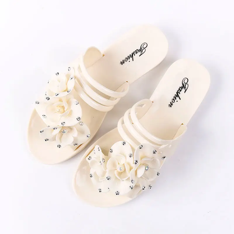 Ladies Home Slippers Casual Flower Slippers Women Slip On Flat Shoes Female Fashion Non Slip Slides Beach Sandals New