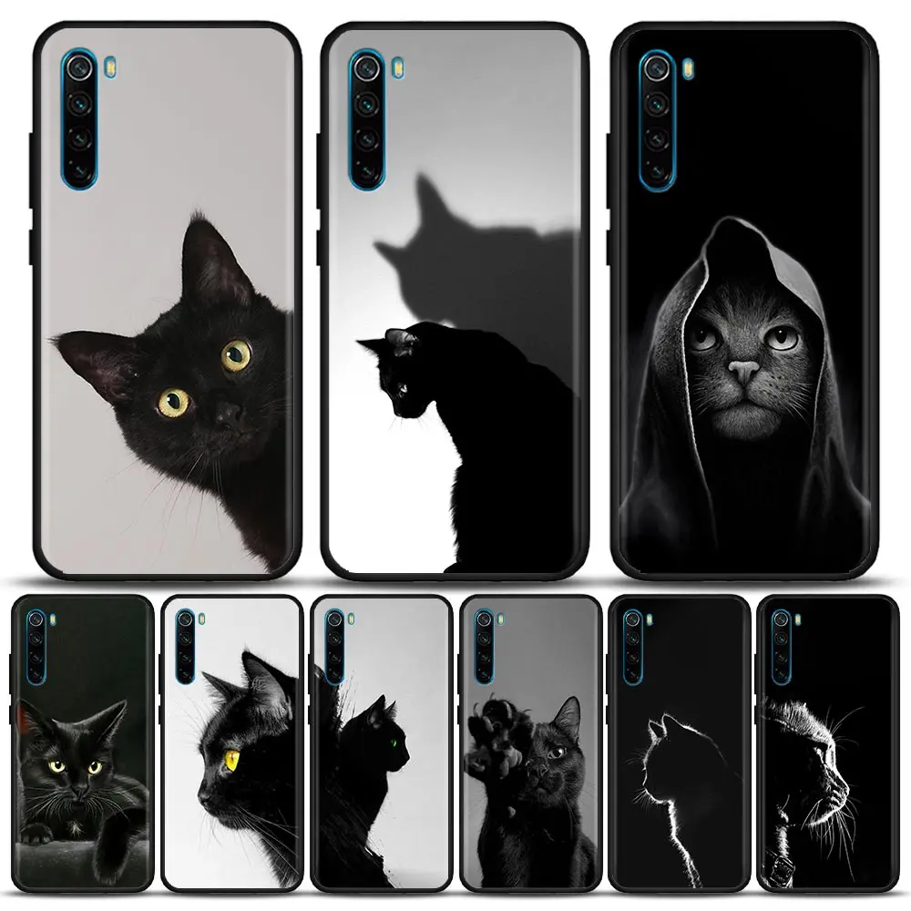 

black Cat Kitty Animal Cartoon Phone Case For Xiaomi Mi 10 Nnte 10 Mi CC9 Mi CC9E Mi CC9 Mi 9T Mi 9 Mi 9SE Mi 8 Mi A2 Pro Lite