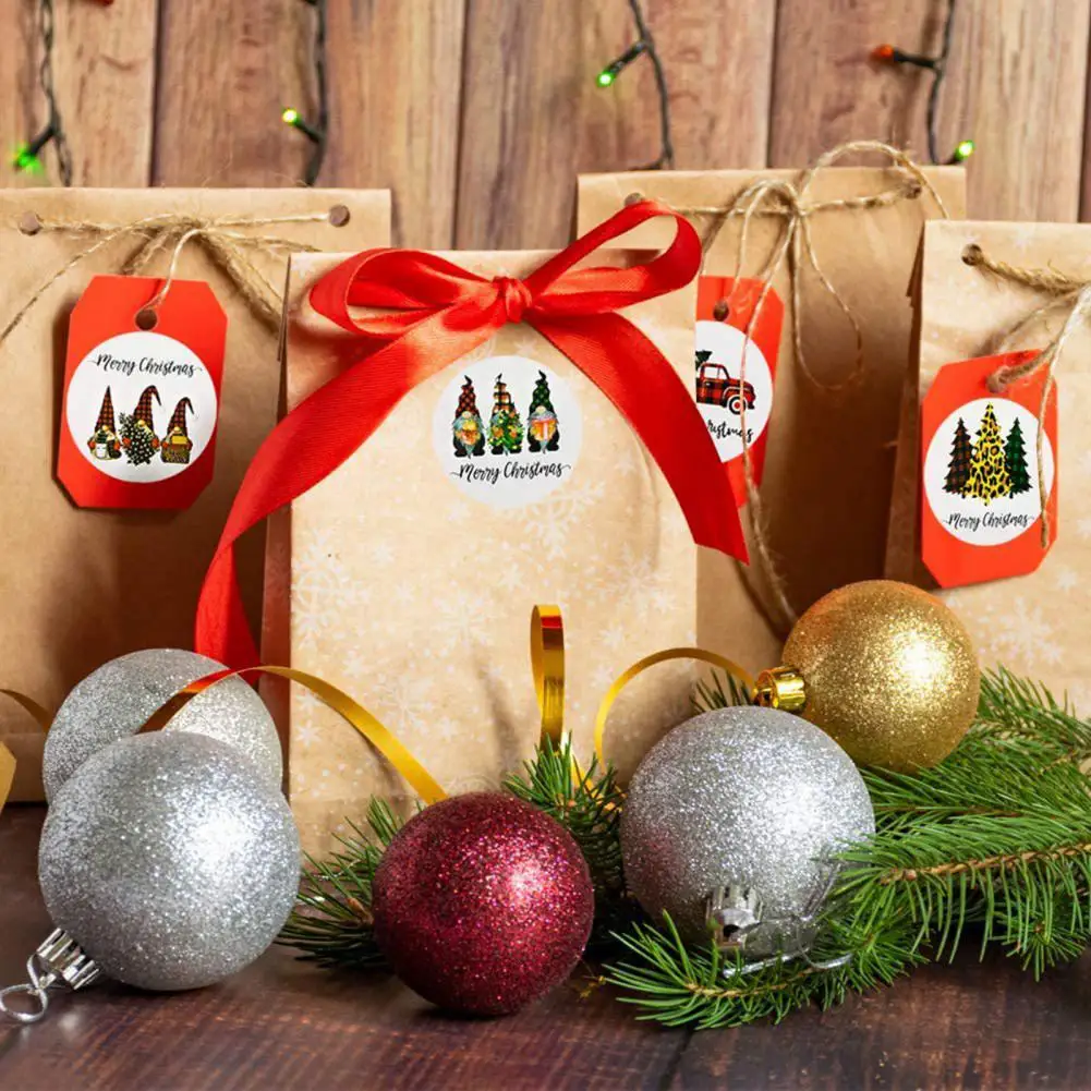 

Stylish Sticker Multi-patterns Bright Color Envelope Gift Sign Label Christmas Tag Christmas Sticker 1 Roll