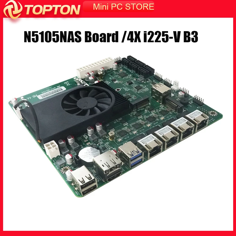 N5105 NAS Mini ITX Industrial Motherboard Intel i225-V B3 2.5Gbps 4*LAN 17x17CM Soft Routing  2*M.2 NVMe 6*SATA3.0 HDMI2.0 DP