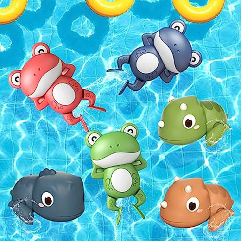 

6 Pcs Fun Bath Toys Water Clockwork Cartoon Kids Take Floating Wind Playthings Plastic Bathtub Pool Party Tubs Babies