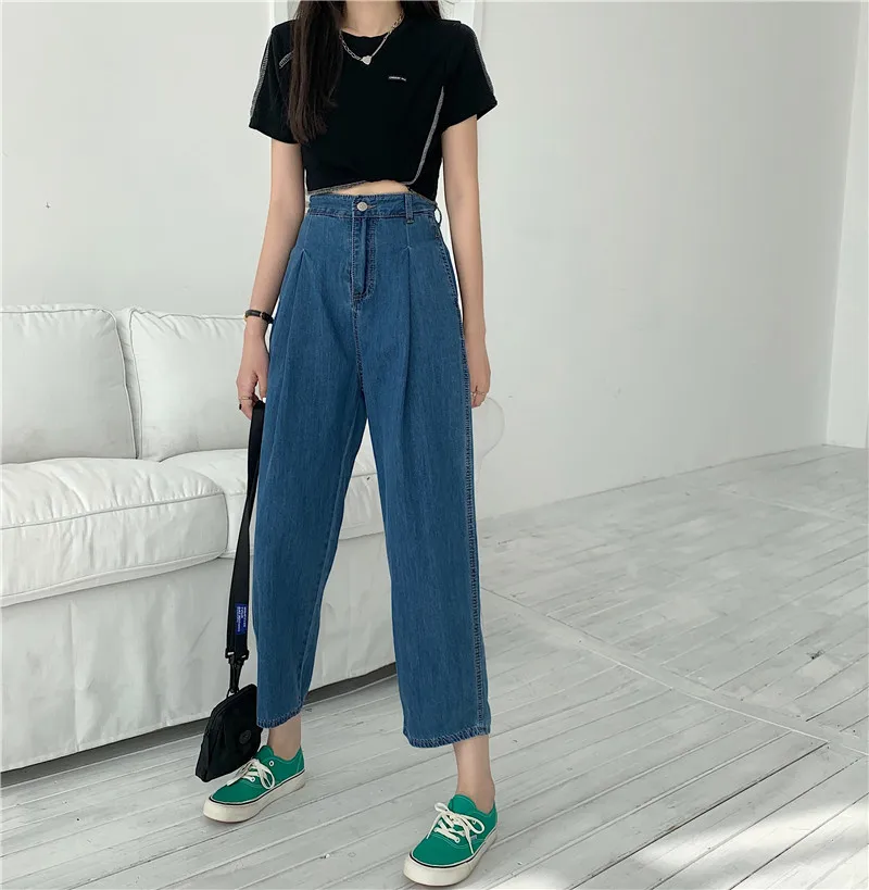 DD2337 новые модные Универсальные прямые свободные брюки с высокой талией и