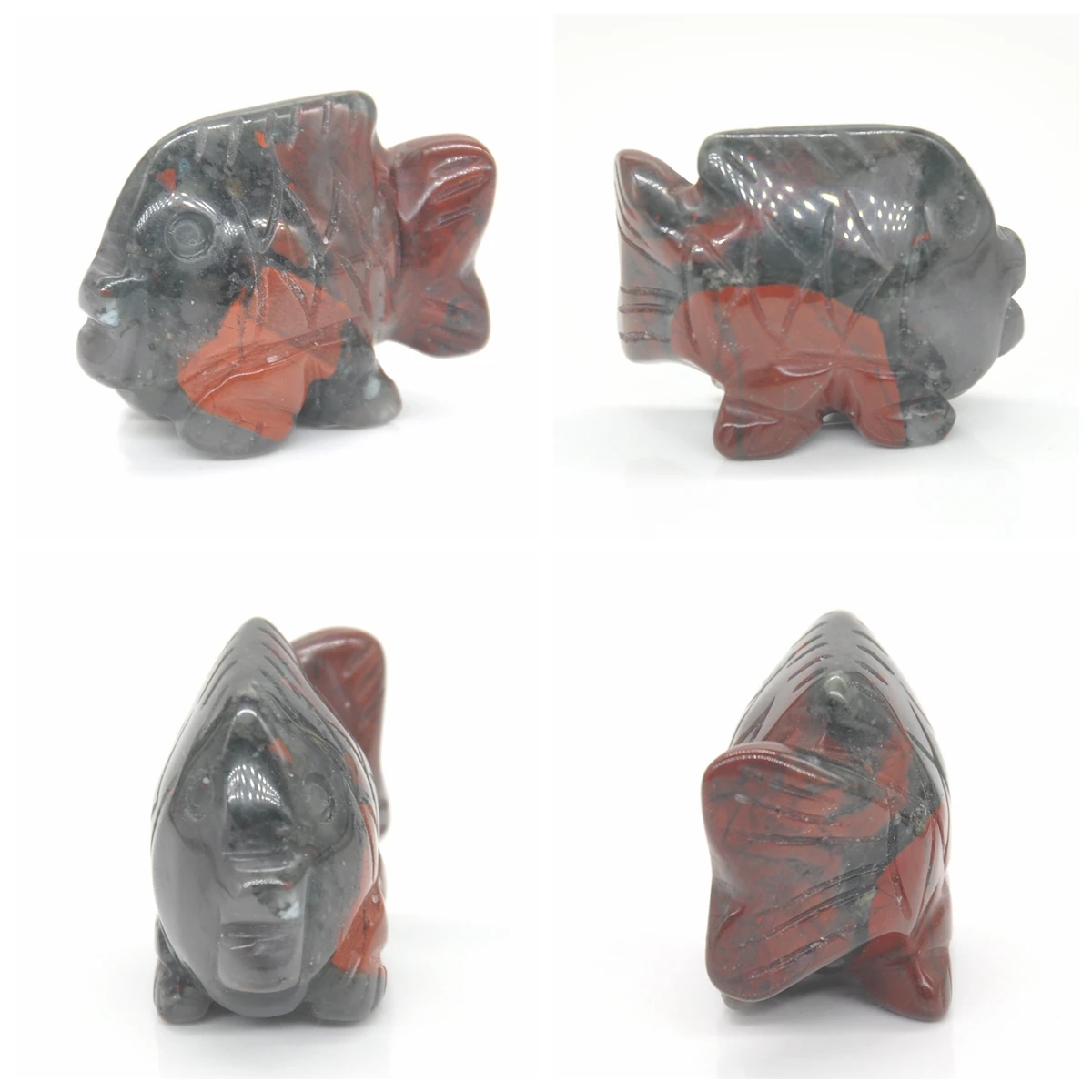 Фигурки рыбки из черного лабрадорита/черного обсидиана/кровяного камня/голубого