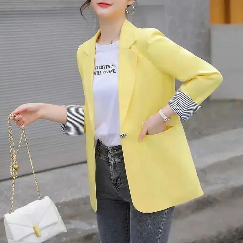 Neuer Blazer Mantel Für Frauen Frühling Und Herbst Koreanischer Gesplei 수вля Grün Gelb Top فاro Tragen