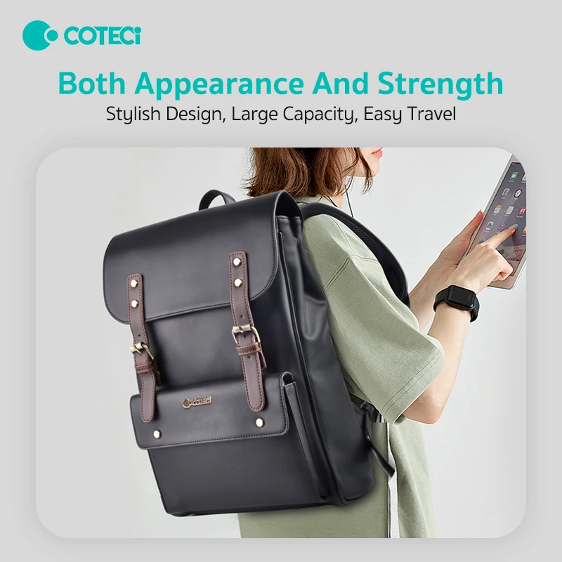 Рюкзак Для Ноутбука Из Искусственной Кожи Унисекс Повседневная Школьная Сумка