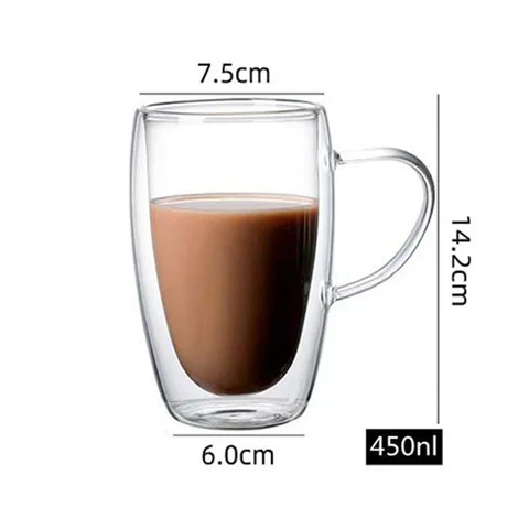 Прозрачное стекло для кофе эспрессо с двойными стенками, высокотемпературная чашка для молока с ручкой, классические стеклянные кружки для кофе, наборы
