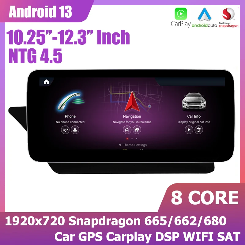 LHD 12 3 &quot/10 25&quot Android 13 Carplay GPS-плеер DSP для Mercedes Benz E-Class C207 2013 2014 NTG 4 5 Snapdragon BT WIFI 4G