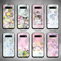 cartoon sanrio kuromi kitty phone case tempered glass for samsung s20 plus s7 s8 s9 s10 note 8 9 10 plus