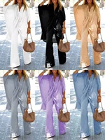 2022 autumn new womens wear raglan sleeve bat sleeve top wide leg trousers cotton linen two piece set commuting style 5xl
