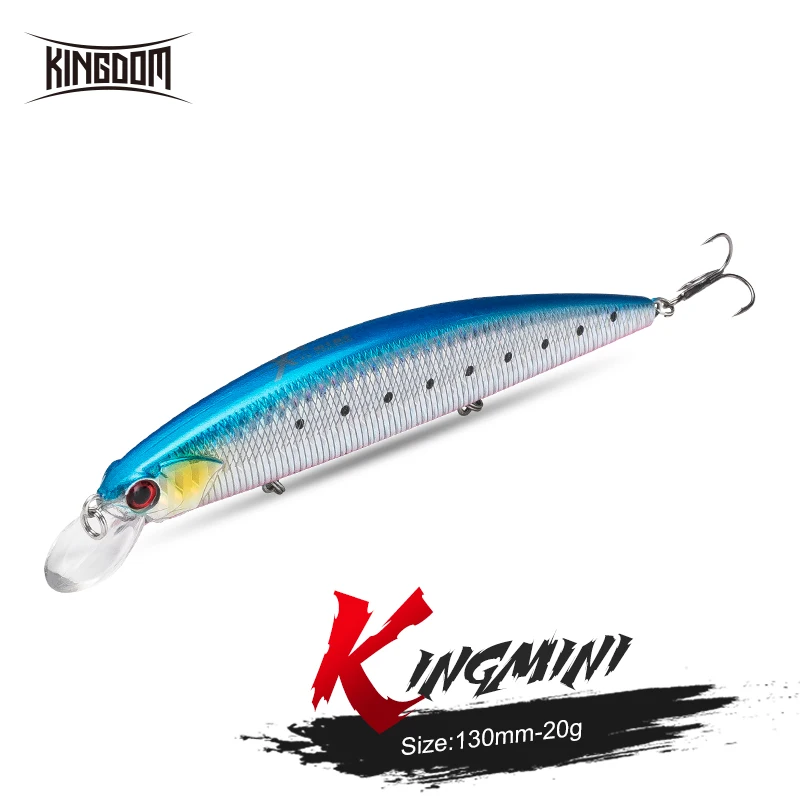 Kingdom Sea Fishing Lure JERKBAIT Minnow 130mm 20g Hard Bait VMC Hooks Suspending Artificial Wbblers Depth 2-3m Bass Pike Baits