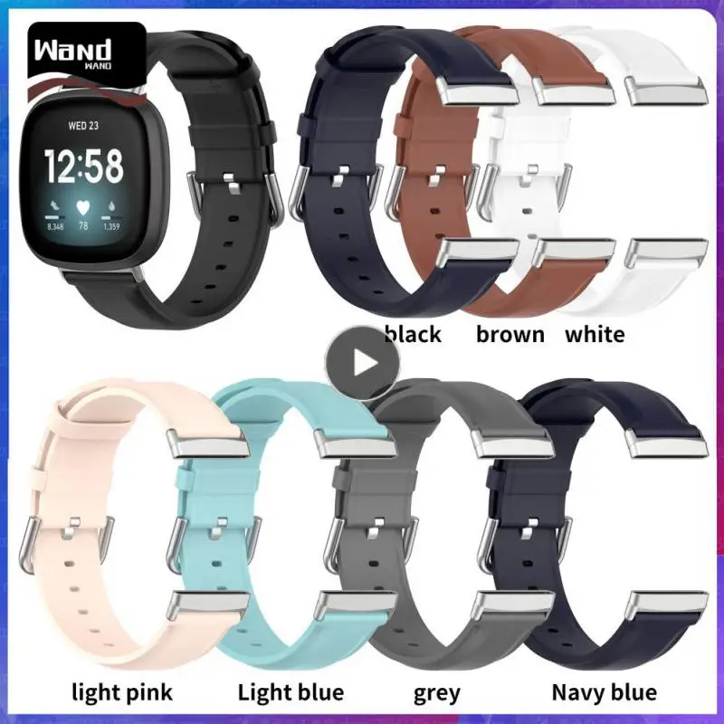 

Universal For Fitbit Versa4/sense2 Leather Strap Sport Bracelet Sports Band Strap For Smartwatch Silicagel Strap Breathable