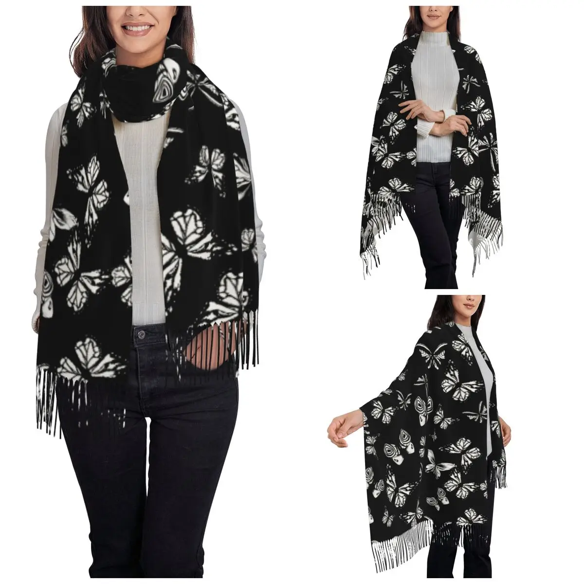 Женский шарф с бабочкой длинный зимний женский Повседневный кашемировый