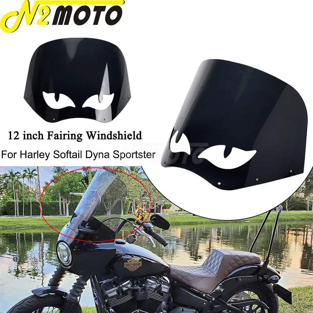 

12" Club Style Road Warrior Fairing Windshield Replace For Harley Softail Low Rider Street Bob Dyna Wide Glide Sportster1200 883