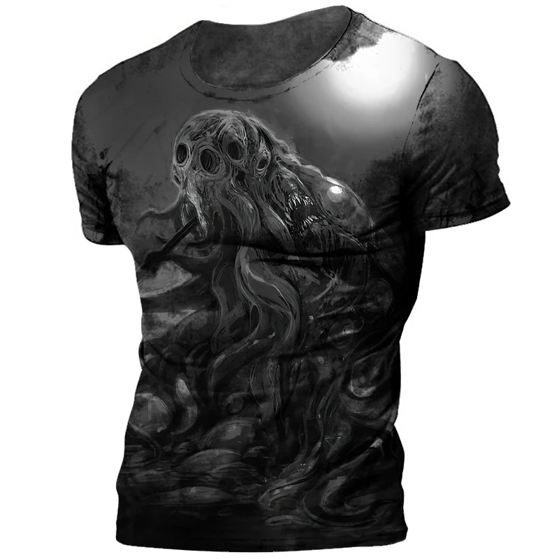 

Cthulhu Myth Horror Printing T Shirt Vintage 3d Graphic Tee Men Printed Goth Short Sleeve Women Oversized Outdoor Streetwear Top