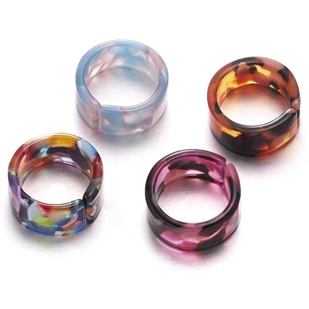 

Colorful Transparent Acrylic Resin Rings for Women Korean Style Summer Sweet Cute Geometric Round Open Ring Wedding Jewelry Gift
