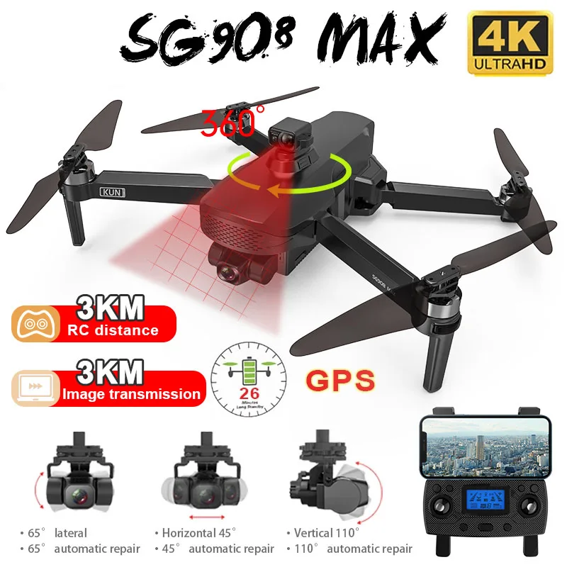 

ZLL SG908 Pro/SG 908 Max GPS Drone 4K Profesional 3-Axis Gimbal HD Camera 2.4G Wifi Dron 3KM RC Helicopter Quadcopter VS SG906