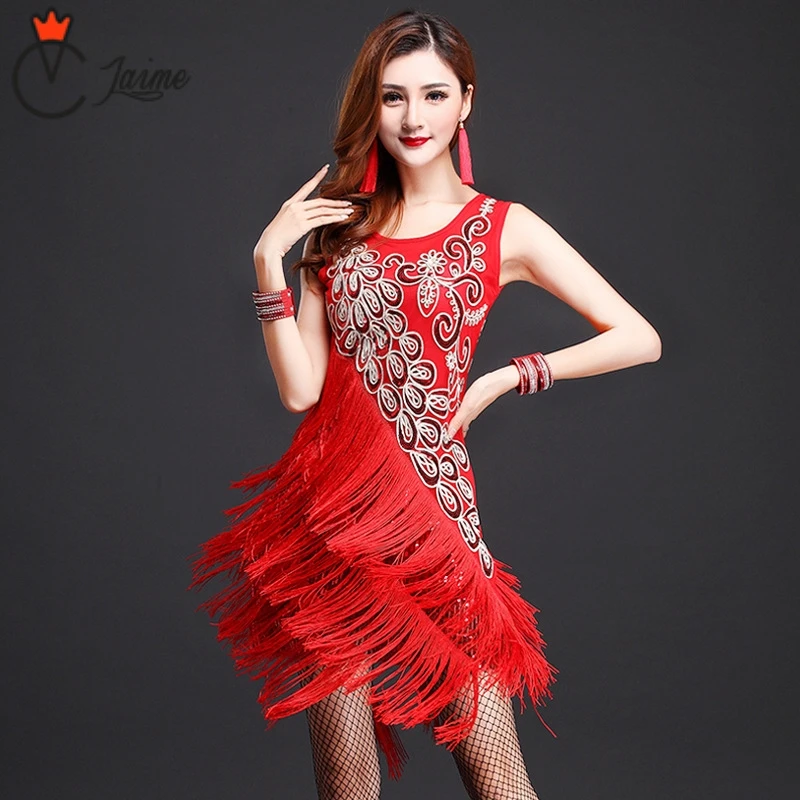 

Latin Dance Dress Girls adult Modern Ballroom tassel Fringe Salsa Tango tassels samba carnival costume compitition outfit