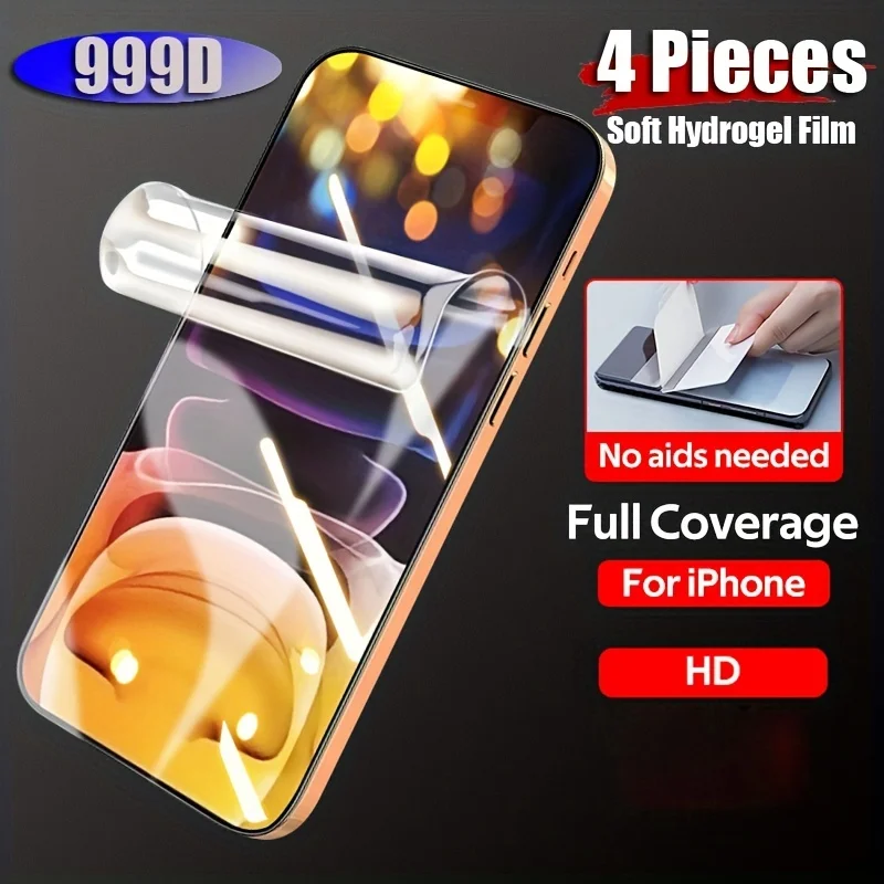 

[4pcs] HD Soft Hydrogel Film, Full Cover Screen Protector For IPhone 7 8 Se2020 X Xs Xr Max 11 12 13 14 Plus Pro Max