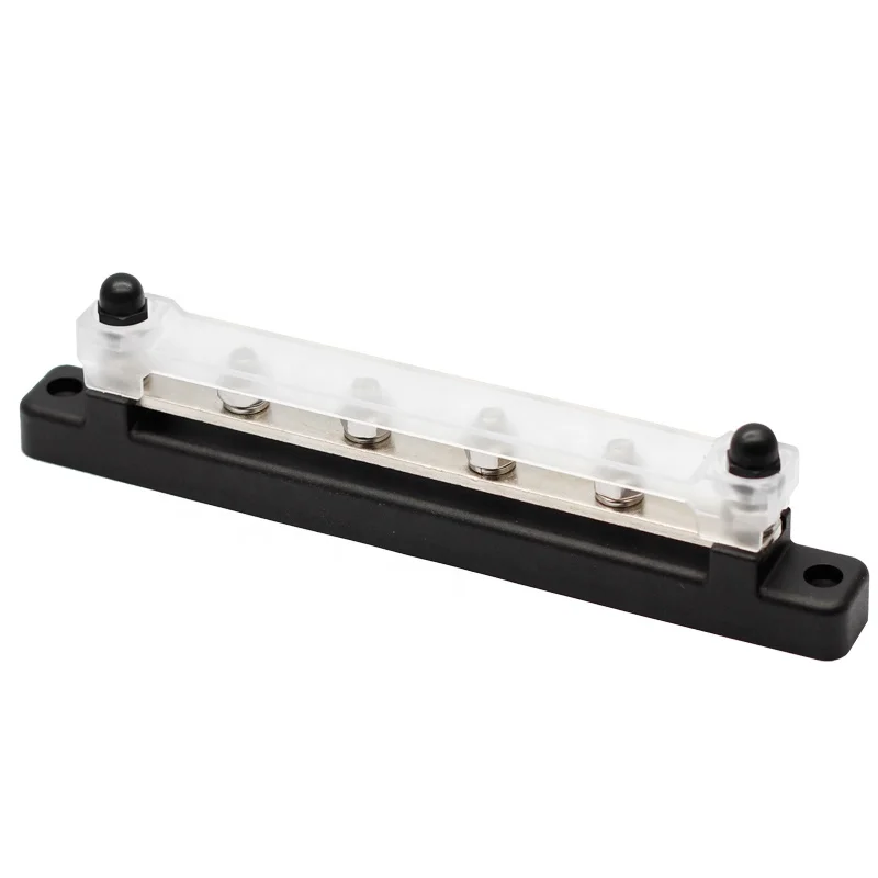 

4 Terminal Bus Bar Ground Power Distribution Terminal Block Bus Bar with Cover for Auto Marine Car Pickup Trailer RV Boat