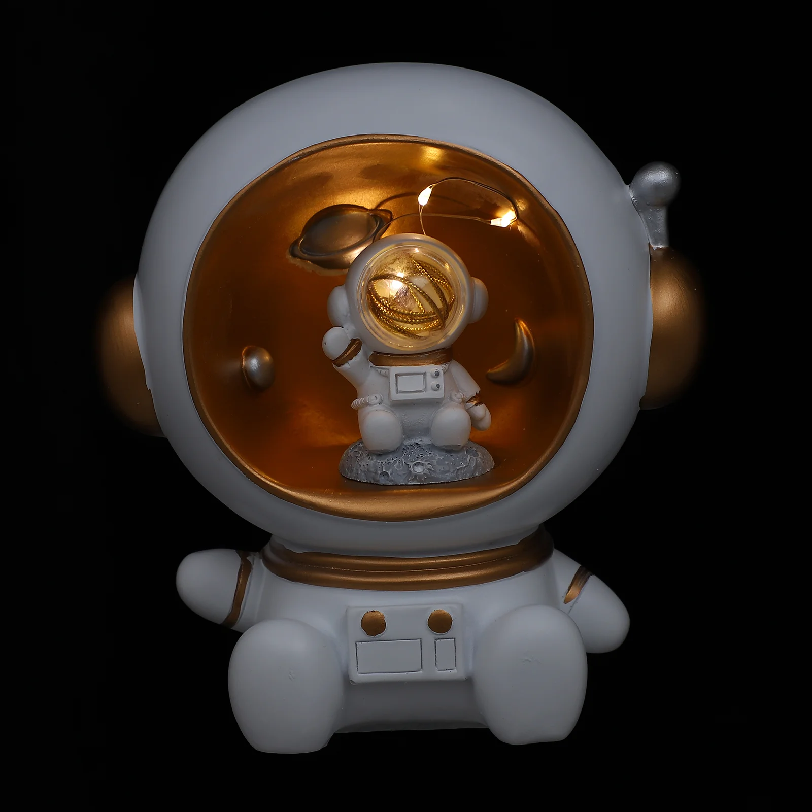 

Animal Toy Savings Box Astronaut Coin Container Projector Glowing Piggy Bank White Resin Lovely Money Child