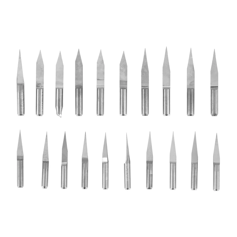 

20Pcs CNC V-Shaped Bit Carbide PCB Engraving Bits 3.175Mm CNC Router Bit 10/15/20/30 Degree Milling Cutter Tools
