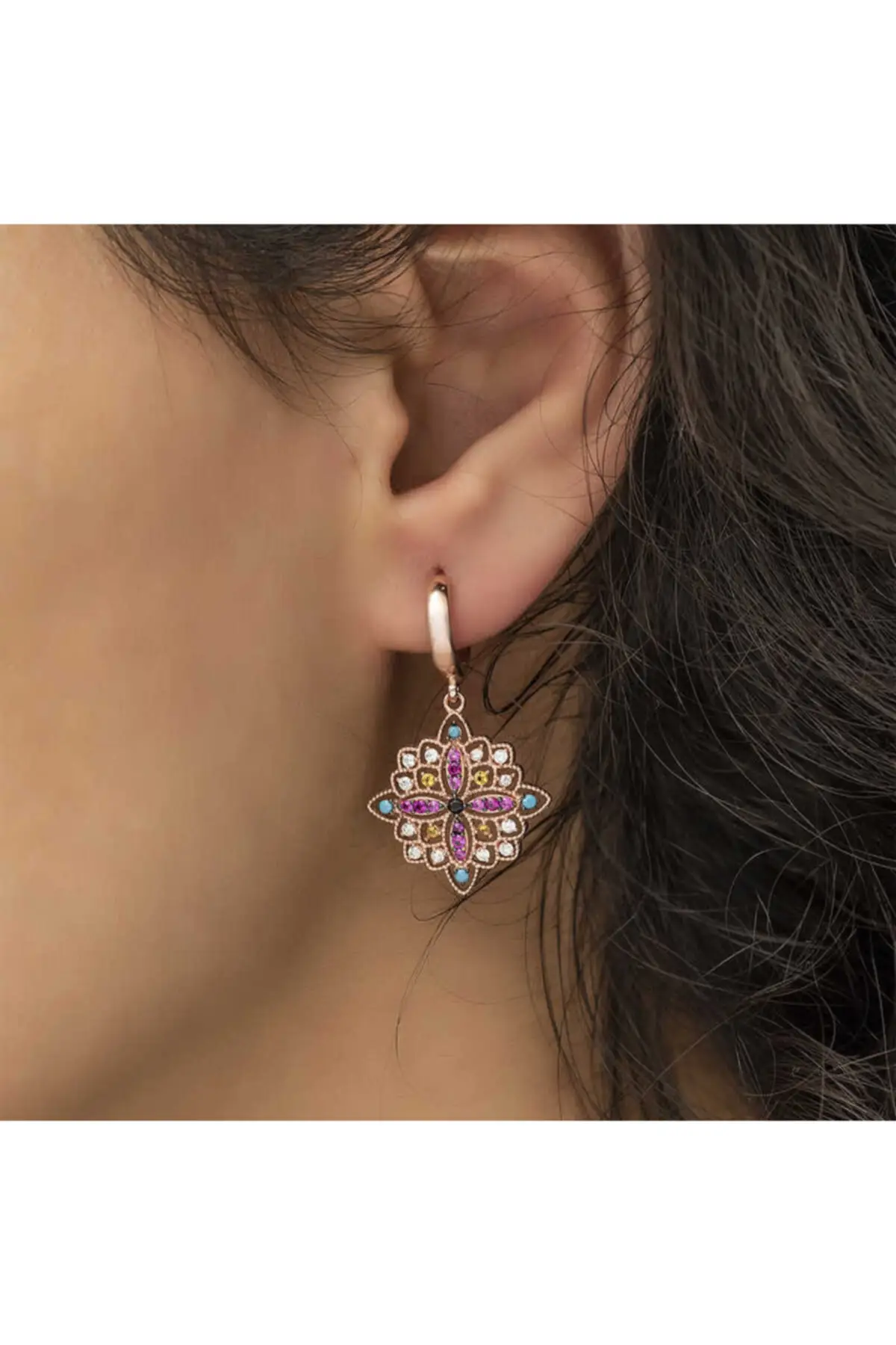 

Silver Ethnic Pattern Earrings