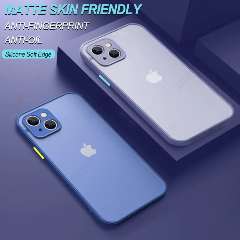 

Shockproof Armor Matte Case For iPhone 13 12 11 Pro Max XR XS X 7 8 Plus SE 2020 Luxury Silicone Bumper Clear Hard PC Back Cover