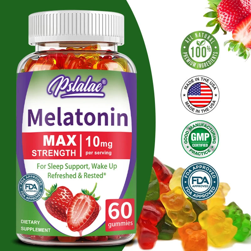 

Добавка для Мелатонина и жевательных резинок, помогает во сне со вкусом клубники, 60 жевательных резинок для взрослых, помогает лучше спать