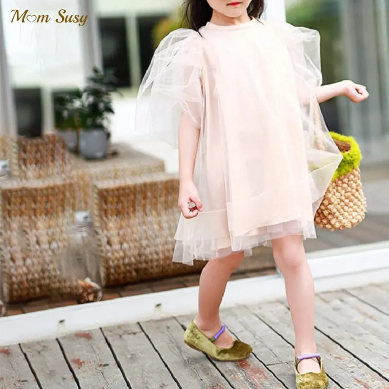 

Fashion Baby Girl Princess Puff Sleeve Tutu Dress Child Vintage Gauze Vestido Party Wedding Pageant Birthday Ball Gown 1-5Y