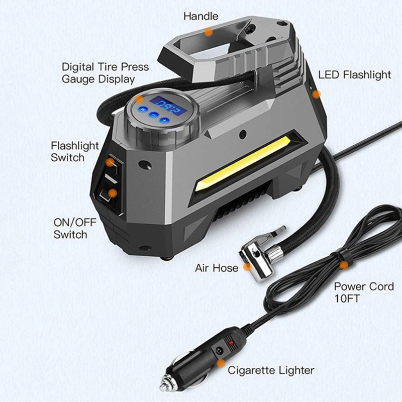

Automatic Air Compressor Car Tire Inflator Portable Analog Electric Air Pump 12V