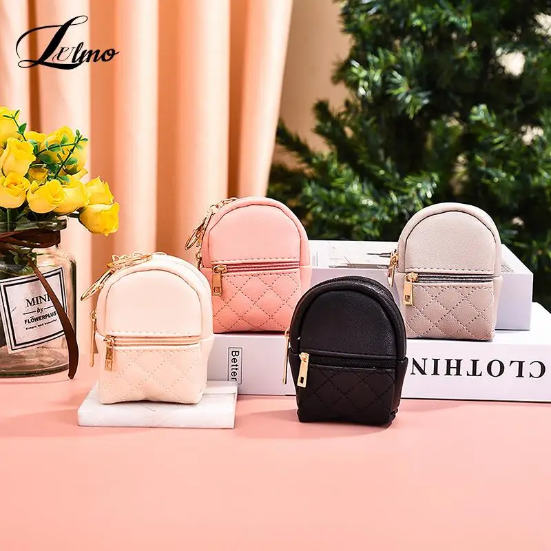 

Fashion Mini Women Key Bag PU Leather Solid Color Keychain Hasp Small Key Organizer Luxury Cute Coin Purse Key Holder Wallet Key