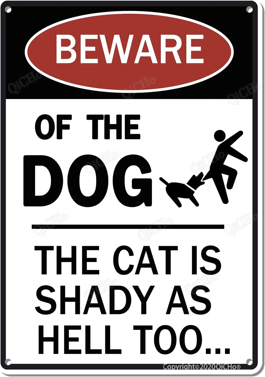 VNCgov-Забавный саркастический знак Остерегайтесь собаки-кошка тоже